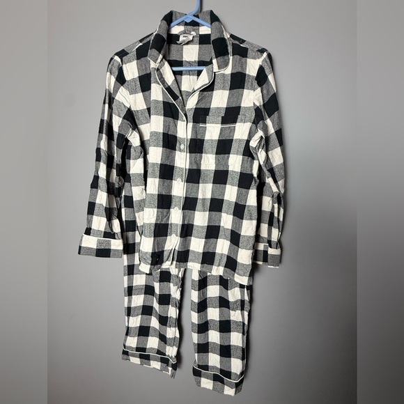 Lands' End Other - Lands End 100% Cotton Flannel Plaid Pajama Set Womens Sz S Black/White